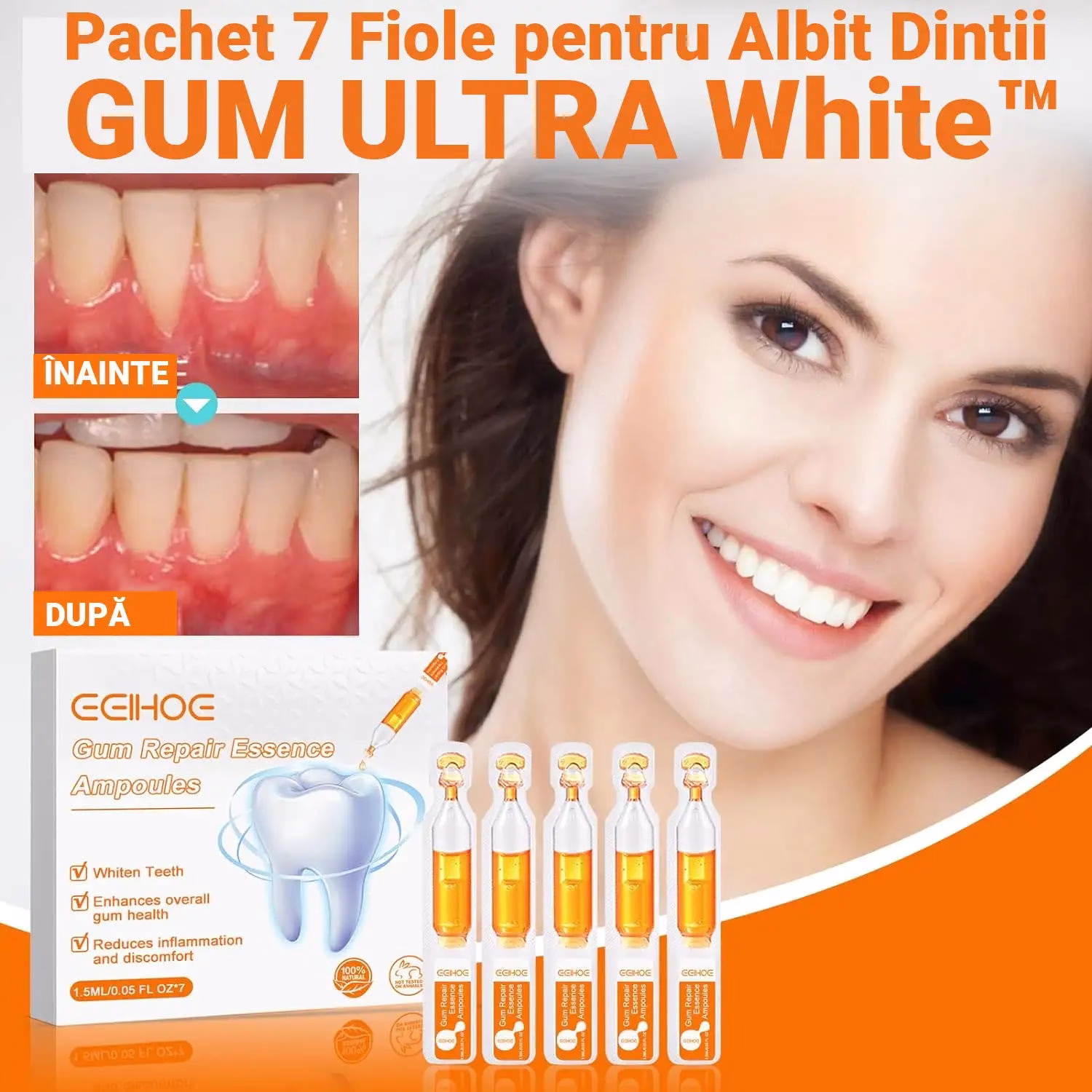 Pachet 7 Fiole pentru Albit Dintii GUM ULTRA White™